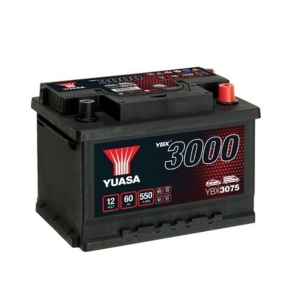 Yuasa YBX3075 60Ah / 550A batteri L243 × B175 × H175 -+
