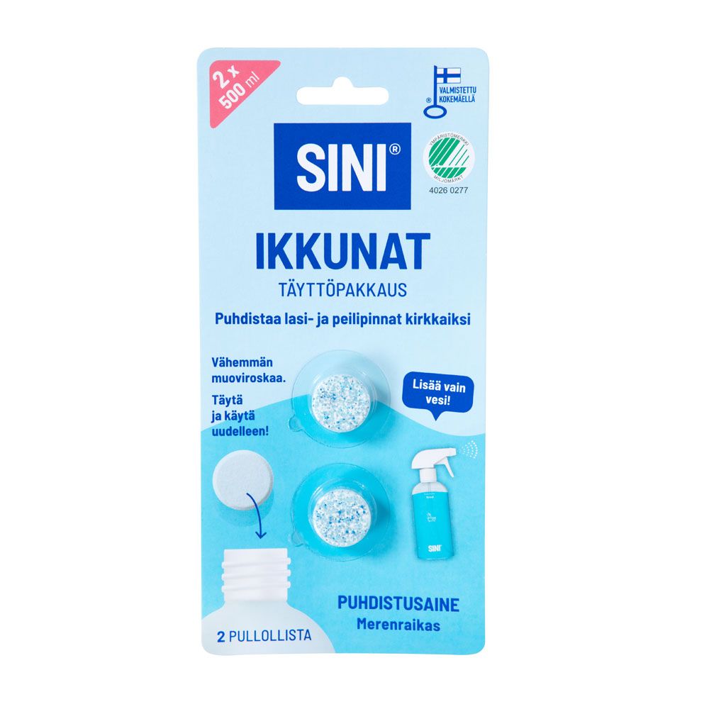 SINI aknapuhastusvahendi täitepakend, 2 tk