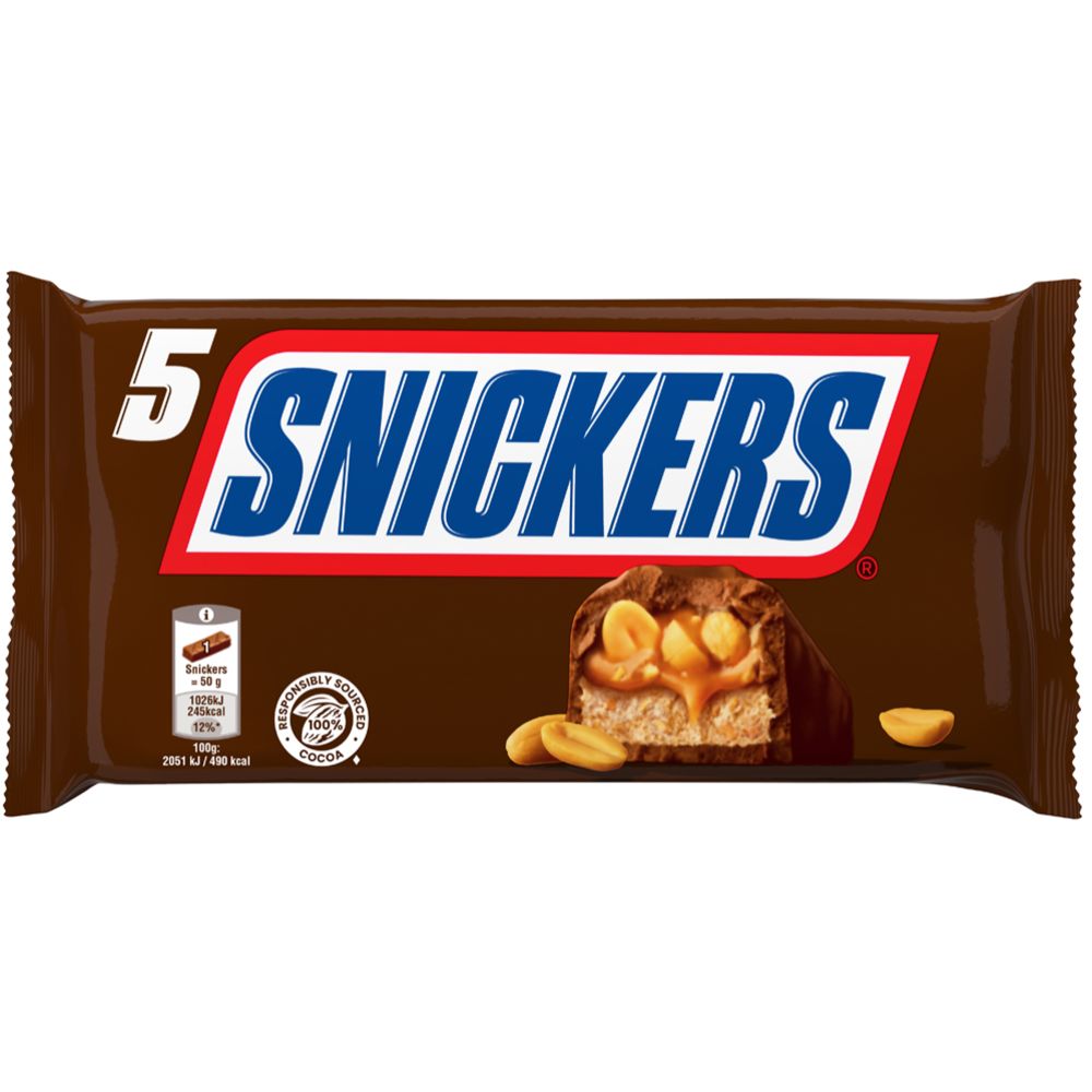Snickers suklaapatukka monipakkaus 5 x 50 g
