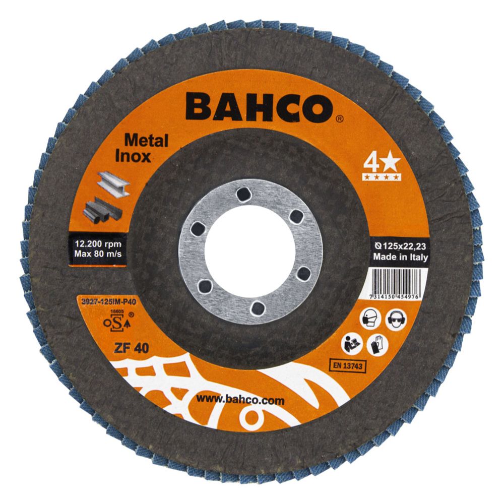 Bahco 3927-125-40-3P lamellslipskiva rak 125 mm K40, 3 st.