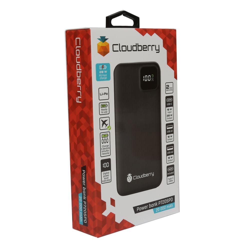 Cloudberry 20 000 mAh PD akupank, 20 W