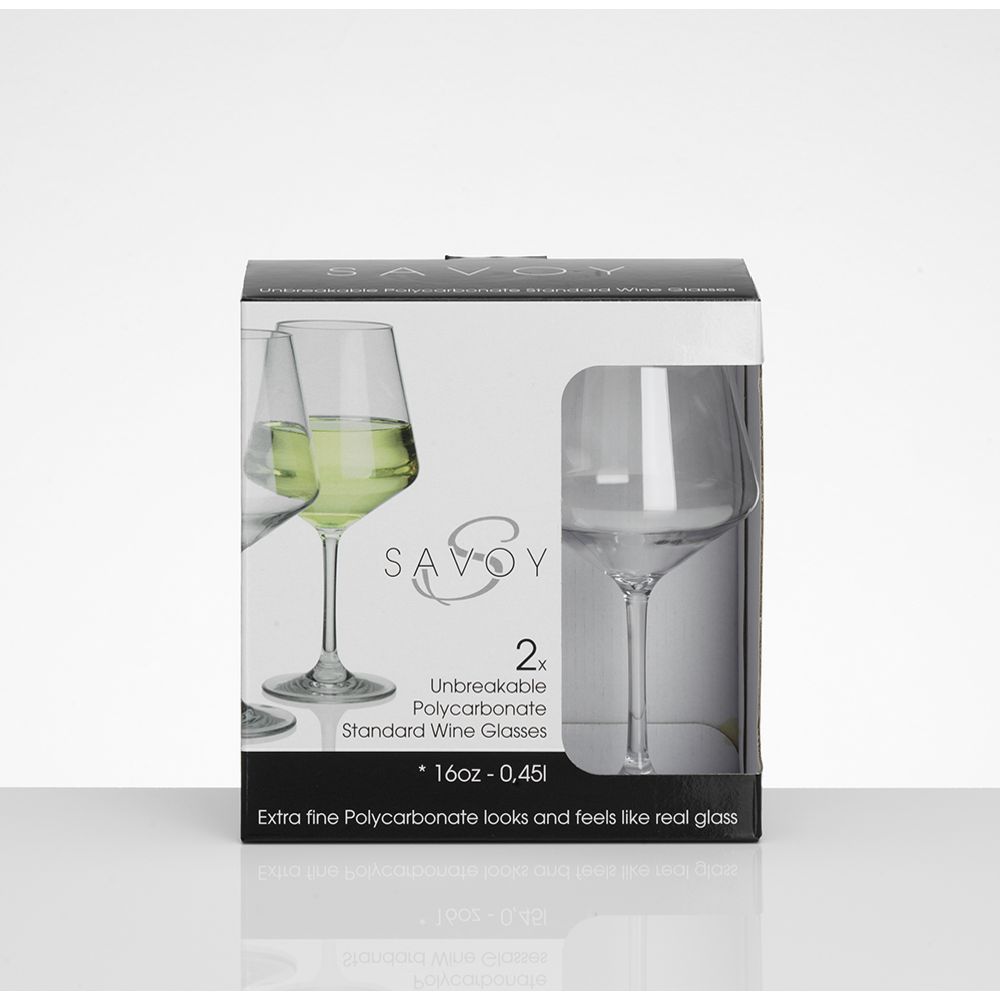Savoy vitvinsglas plast 45 cl 2 st.