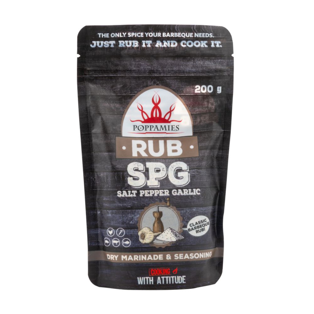 Poppamies Rub SPG salt-pepper-garlic maitseainesegu, 200 g