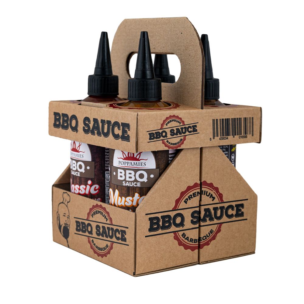Poppamies BBQ sås presentförpackning 4 x 335—360 g