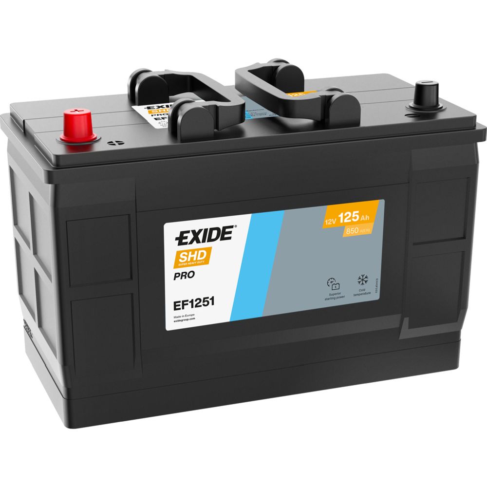 Exide PowerPRO EF1251 125 Ah / 850 A akku P349 x L175 x K285 +-