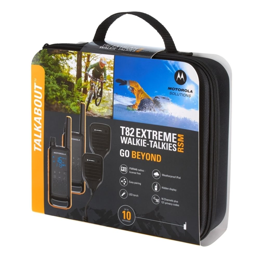 Motorola T82 Extreme walki talkie set med RSM-mikrofoner