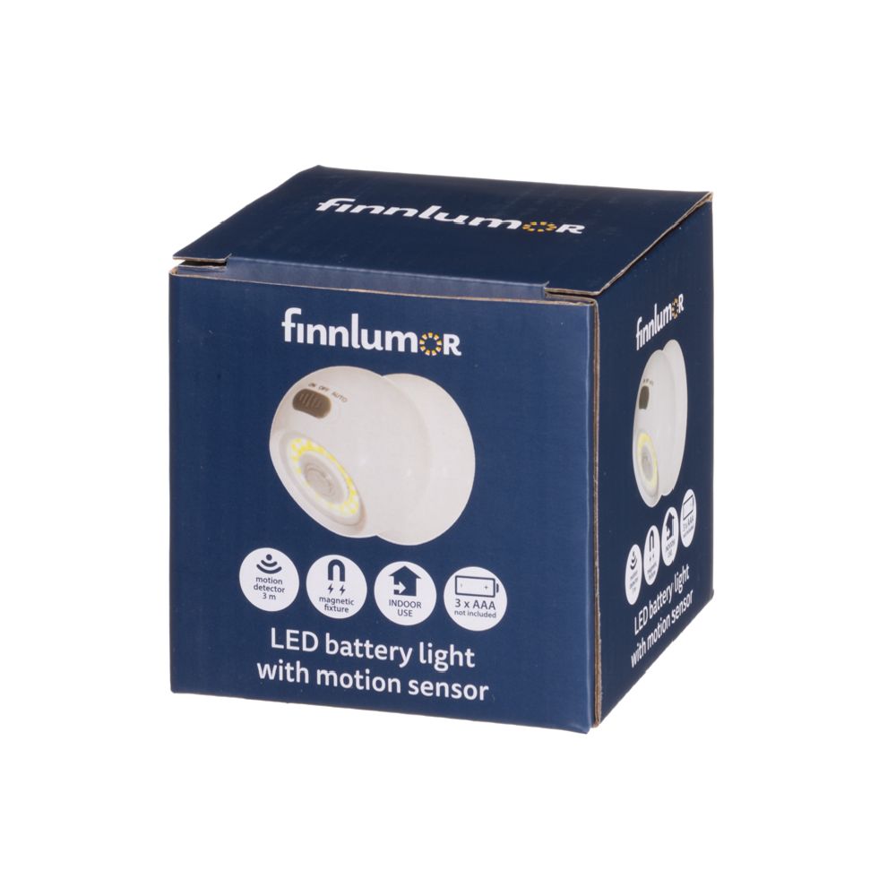 Finnlumor liikumisanduri ja magnetiga LED-valgusti, valge, 3 W, 120 lm, 3 x AAA