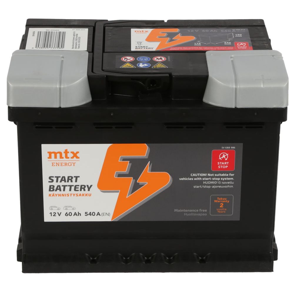 MTX Energy startbatteri 60 Ah/540 A L242 x B175 x H190 mm -+