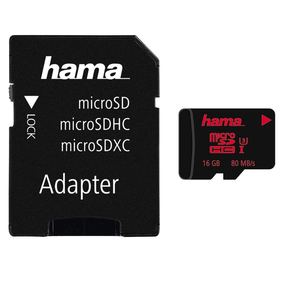 Hama microSDHC muistikortti 32GB UHS Speed Class 3 UHS-I 80MB/s + Adapteri