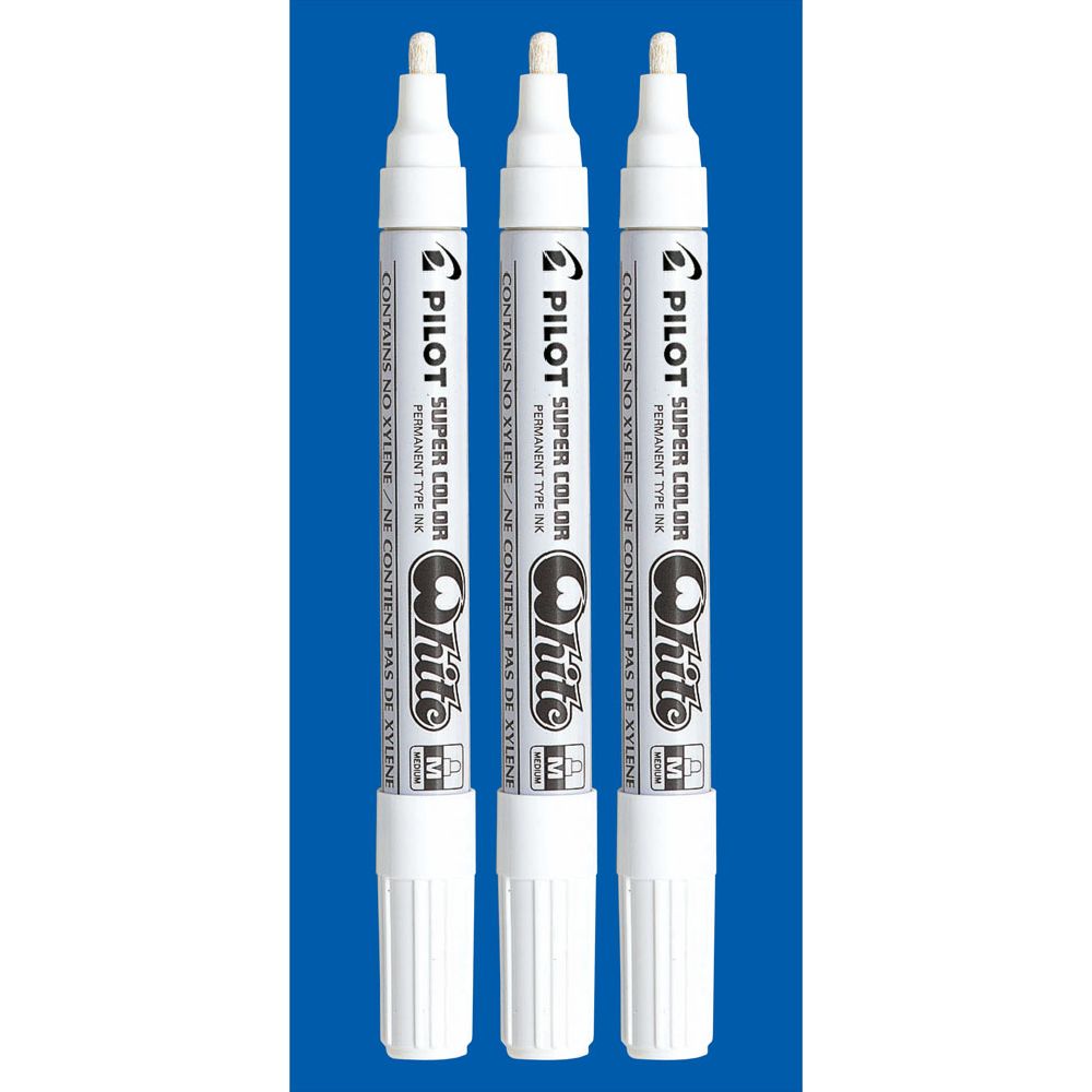 Pilot merkintäkynä Super Color medium valkoinen 3 kpl