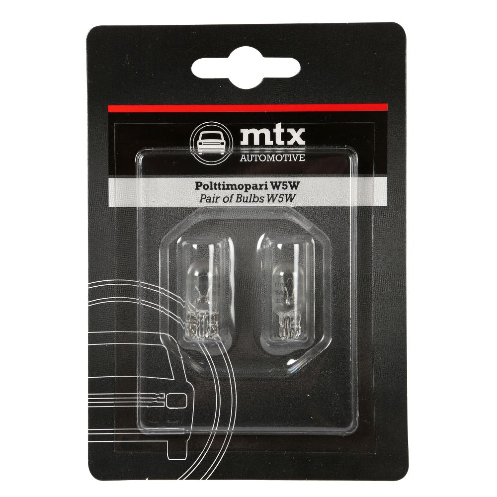MTX Automotive glassockellampa 2-pack 12V 5W W5W (T10)