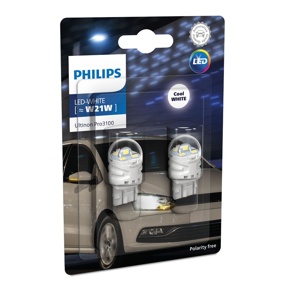 Philips Ultinon PRO3100 LED-lampor W21W vit 2 st.