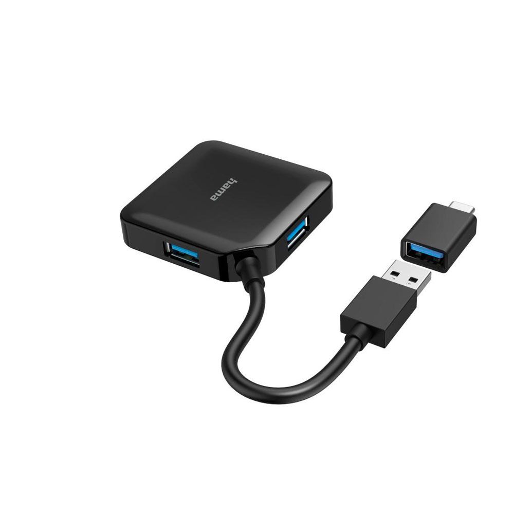 Hama 4pesaga USB jaotur USB-A + USB-C adapteri USB 3.2 Gen 1, 5 Gbit/s