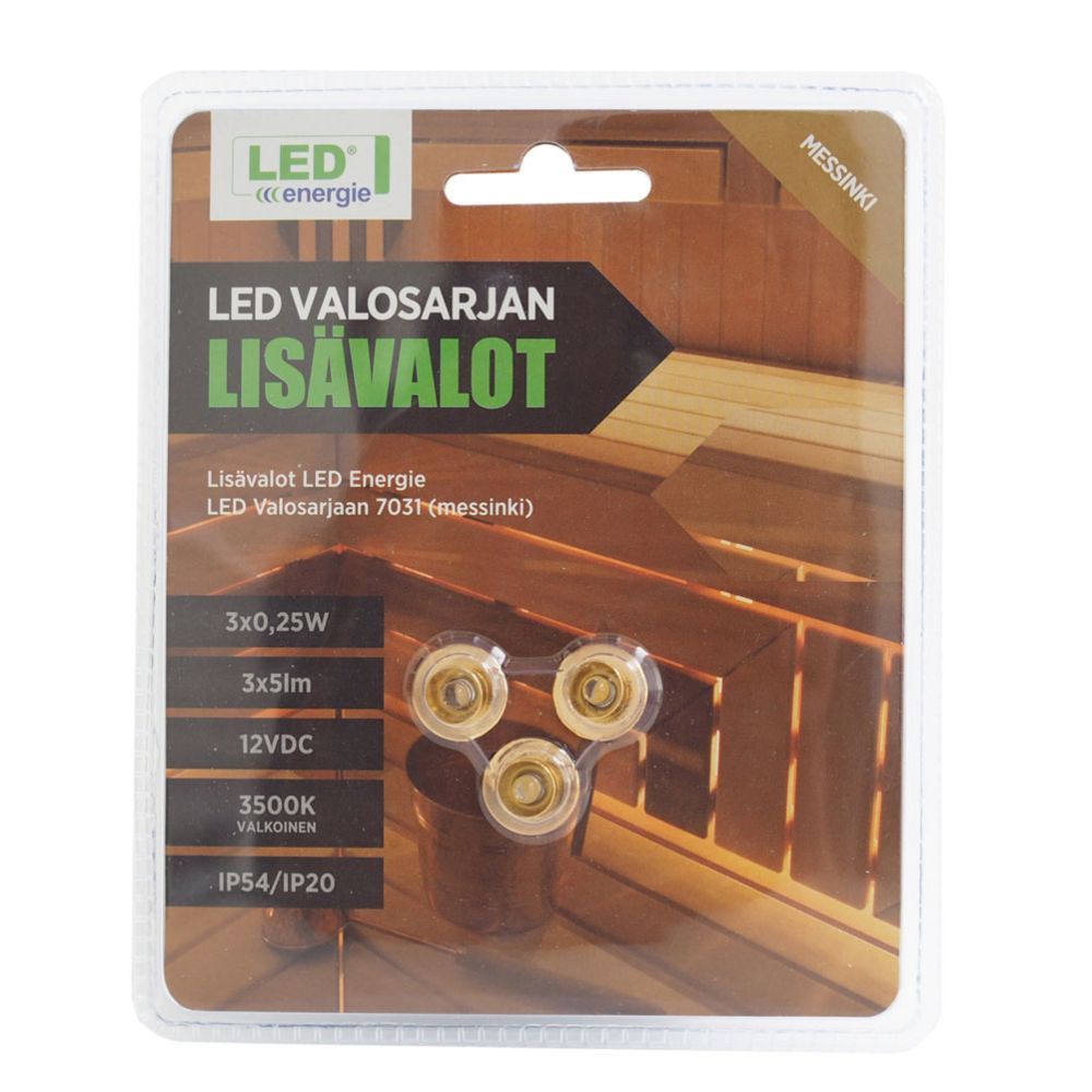 LED-lisavalgustid 3 tk saunavalgustile 90-00584, messing