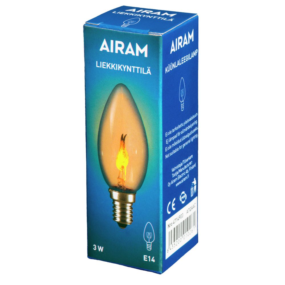 Airam liekkikynttilälamppu E14 3W 2000K 5 lm