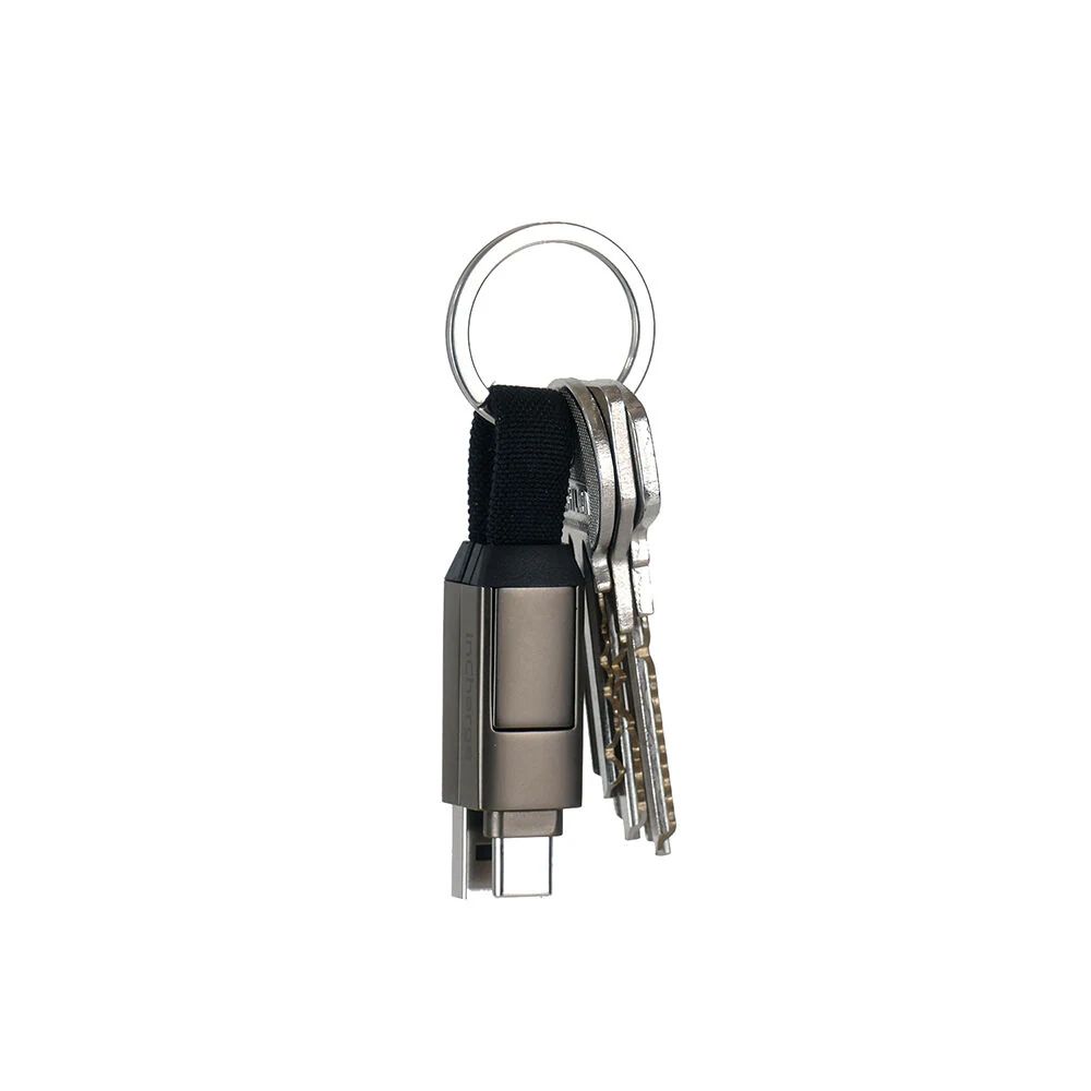 Rolling Square inCharge 6 nyckelringskabel USB-C/Lightning/MicroUSB 6 cm grå