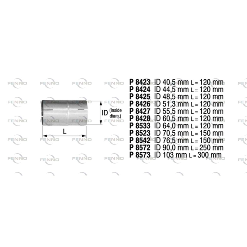 Liitosholkki sisä-ø 103 mm pituus 300 mm