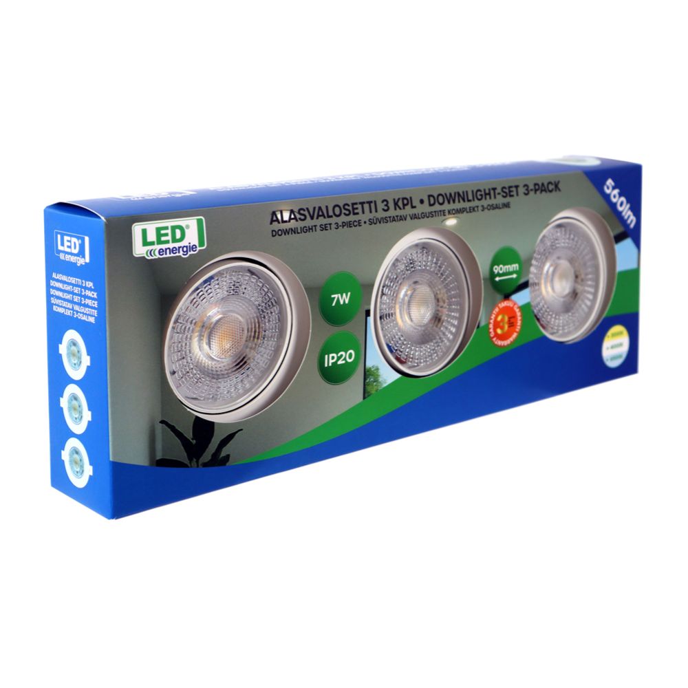 Led Energie 3CCT süvistatavate valgustite komplekt, 3 tk