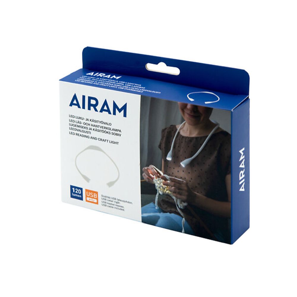 Airam LED läs- och arbetslampa 120 lm vit laddningsbar
