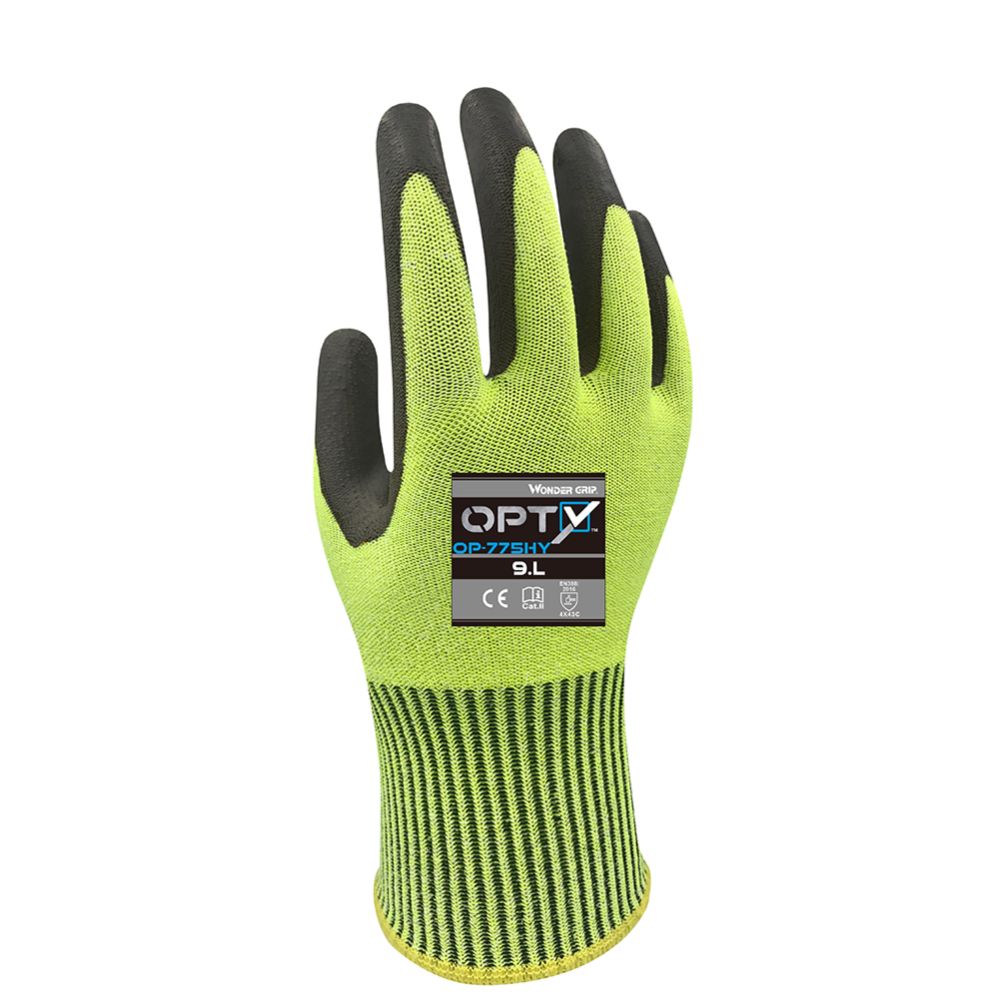 Wonder Grip Opty skärskyddshandskar C varselgul
