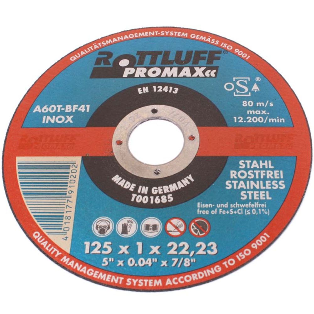 Kapskiva för rostfritt stål 125 x 1,0 mm