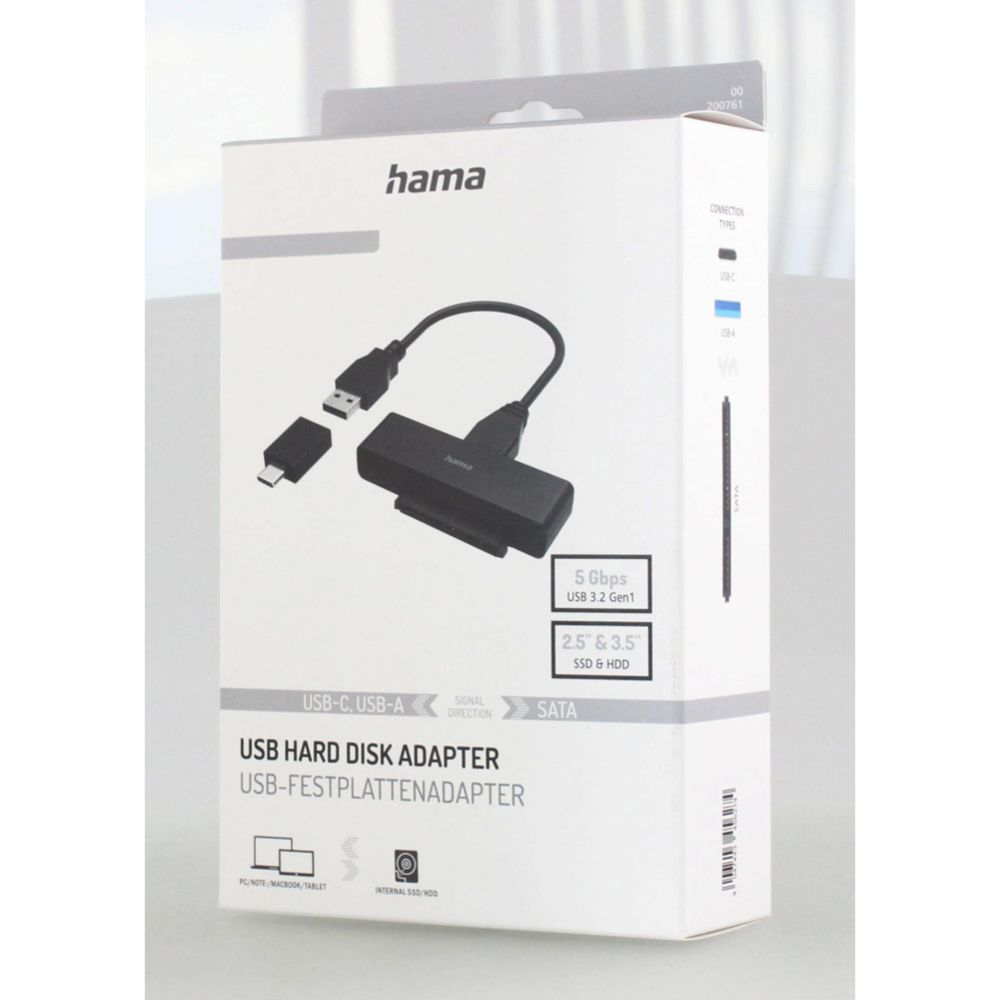 Hama hårddiskadapter USB 3.0 SATA för 2,5" och 3,5" SSD/HDD