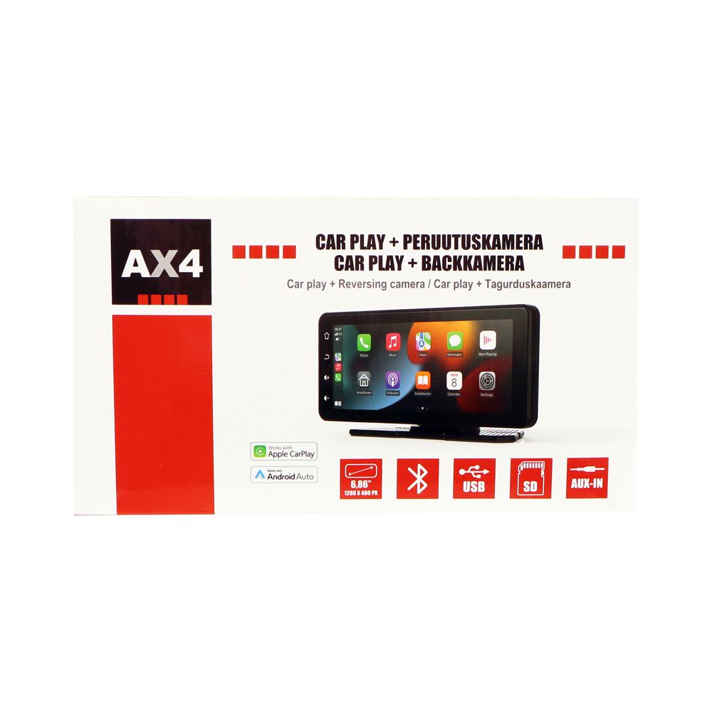 AX4 Car Play multimediasoitin + peruutuskamera