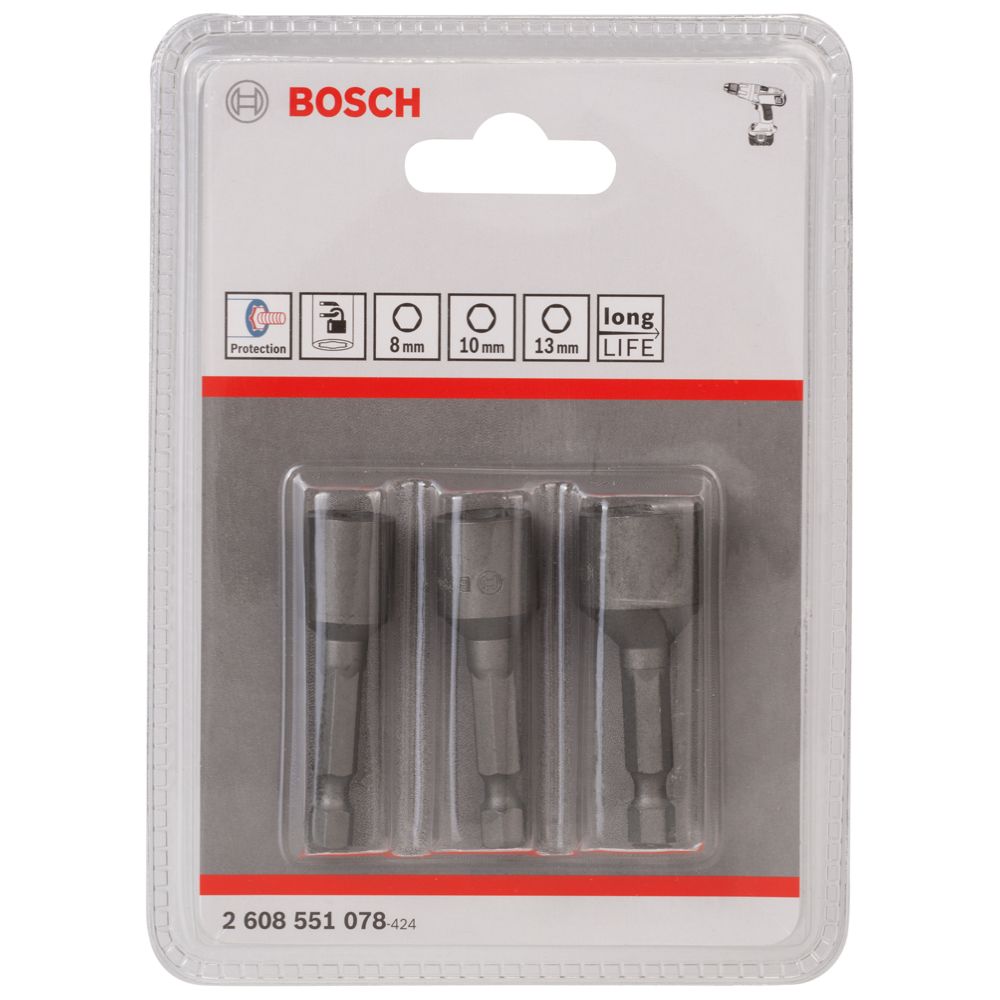 Bosch ExtraHard kuuskantpadrunvõtmed 8, 10, 13 mm