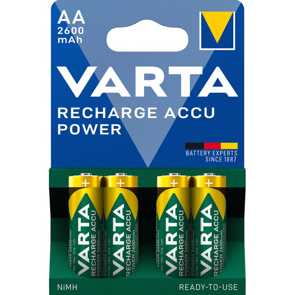 VARTA Recharge Accu Power AA 2600 mAh laddningsbara batterier, 4 st.
