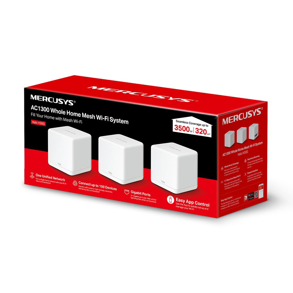 Mercusys Halo H30G AC1300 mesh-järjestelmä 3kpl