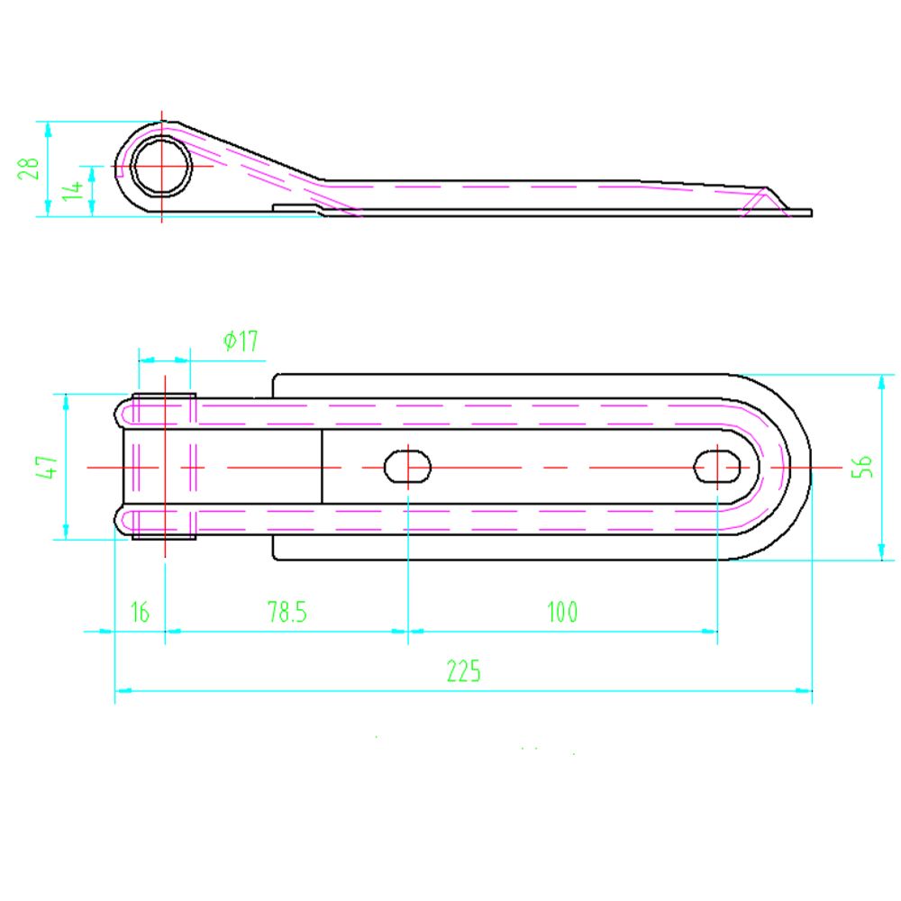 Perävaunun laidan sarana 220 mm