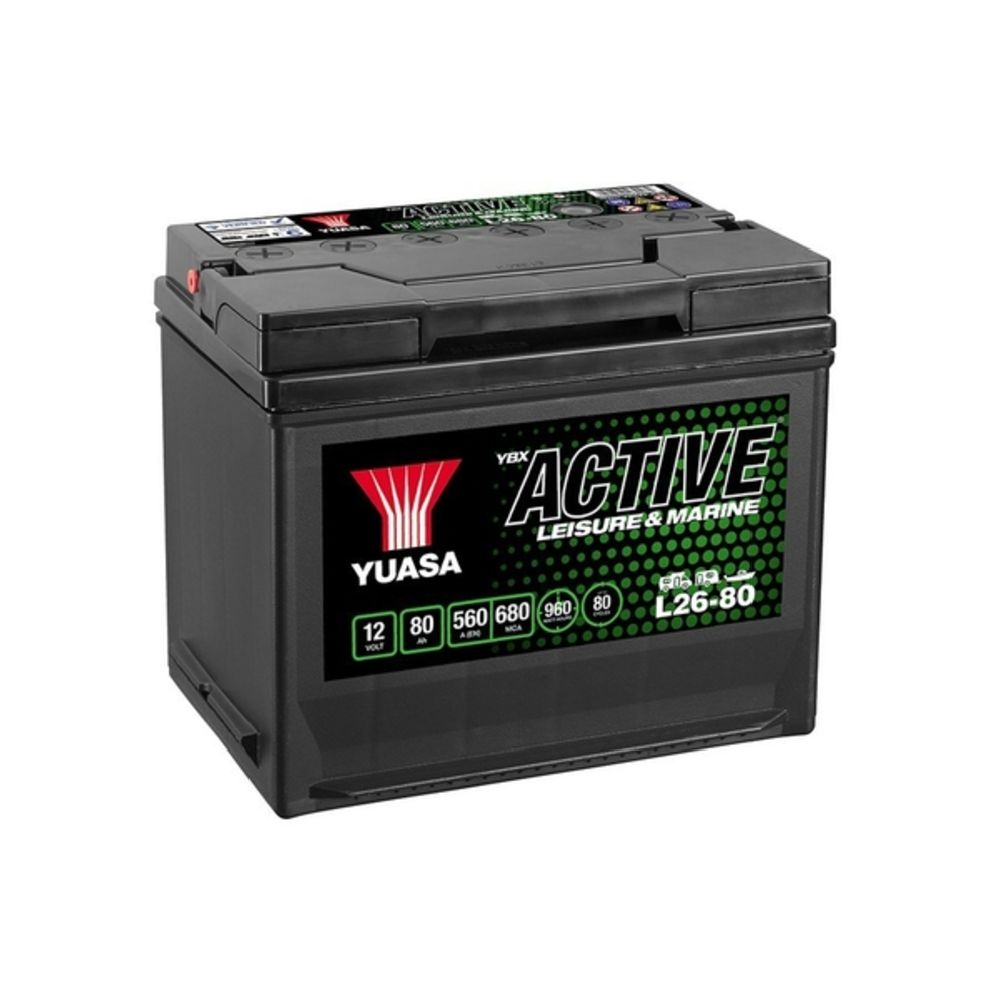 Yuasa L26-80 80Ah / 560A vapaa-ajan akku P260 x L174 x K225 +-
