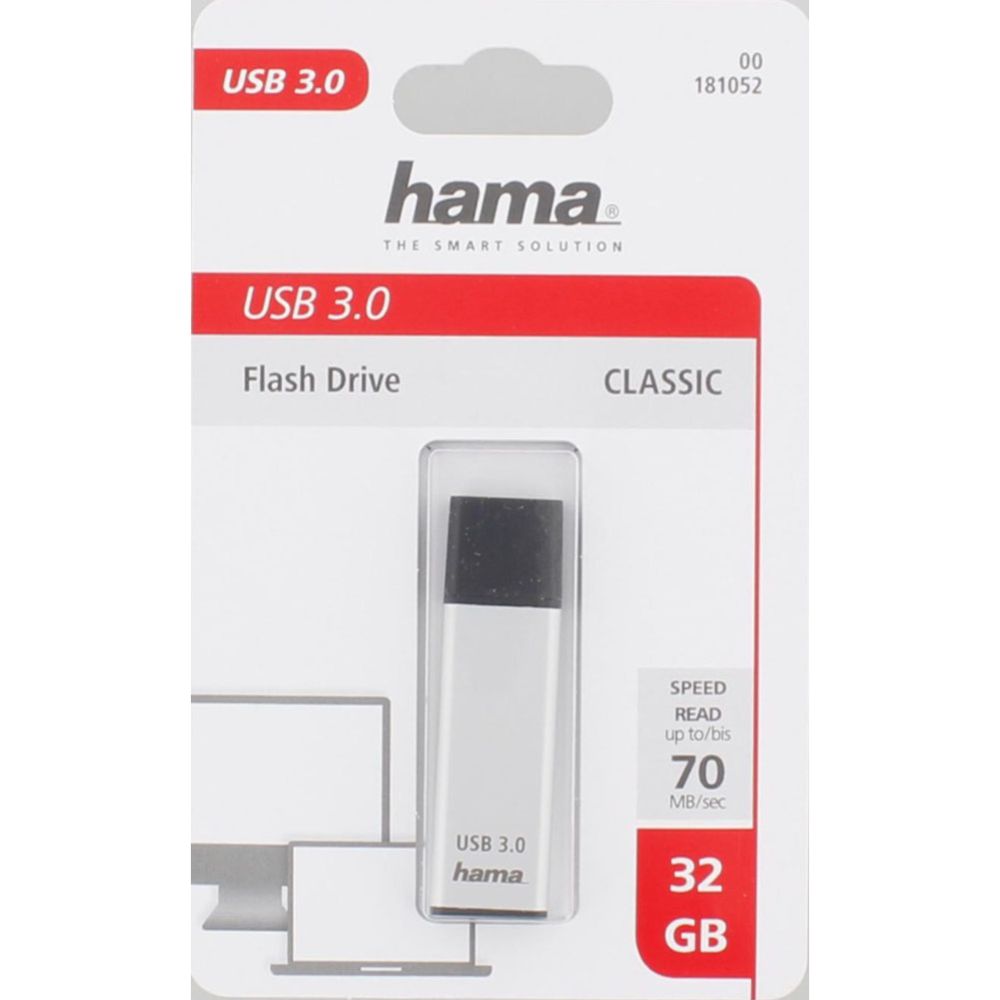 Hama Classic muistitikku USB 32GB USB 3.0, 70MB/s, hopea