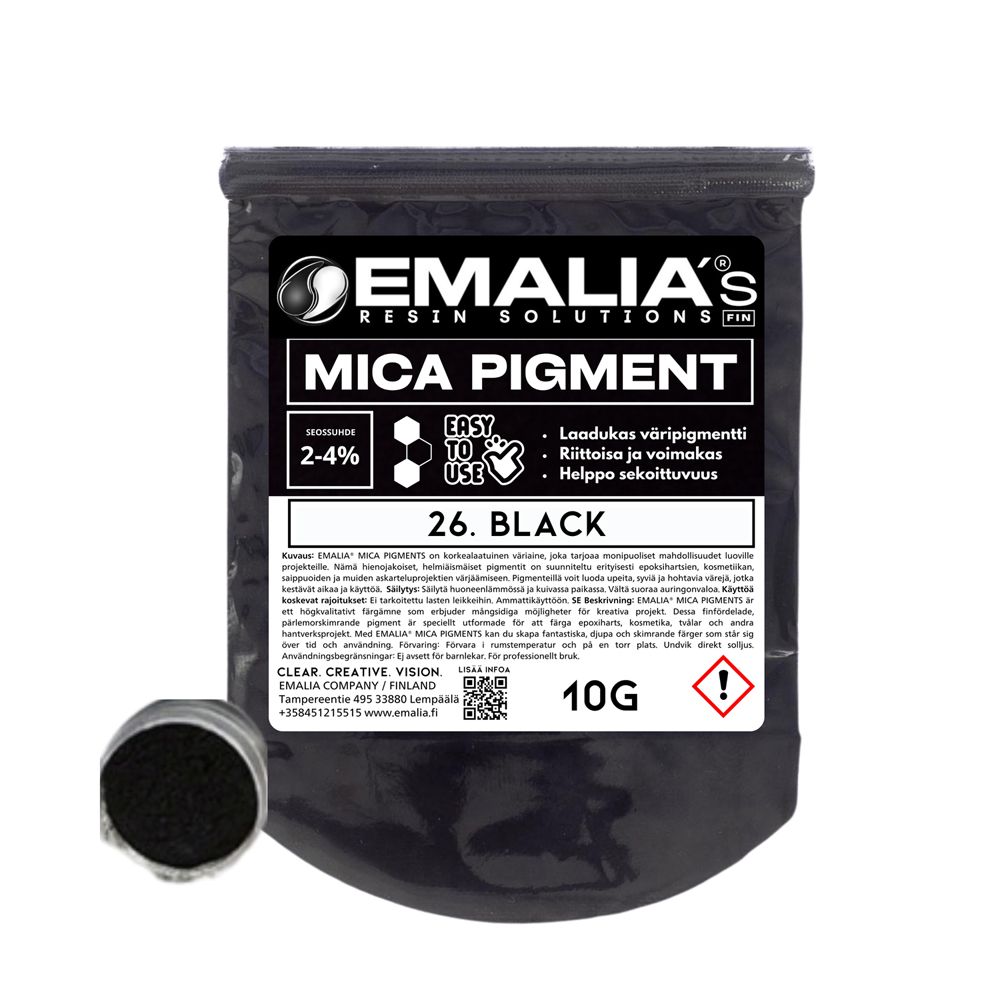 Emalia Mica Väripigmentti 10g musta helmiäispigmentti