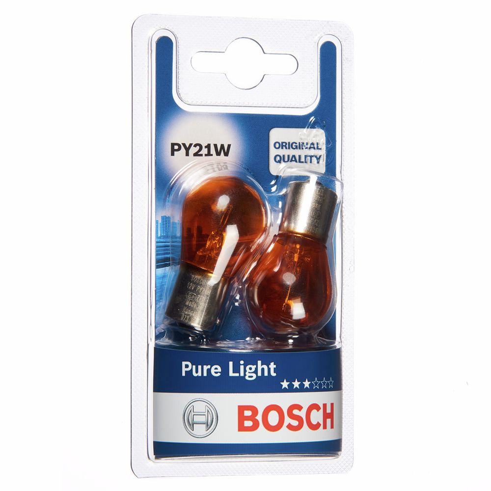 Bosch BAU15s-polttimopari 12V 21W PY21W Oranssi/Ambra 150°