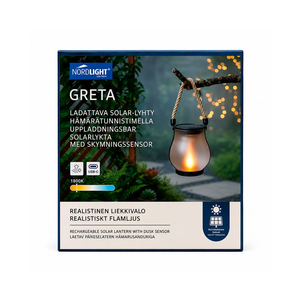 NordLight Greta ladattava solar-ulkolyhty