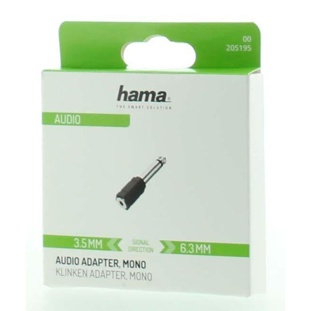 Hama Audioadapteri, 3,5 mm naaras (mono) - 6,3 mm uros (mono)