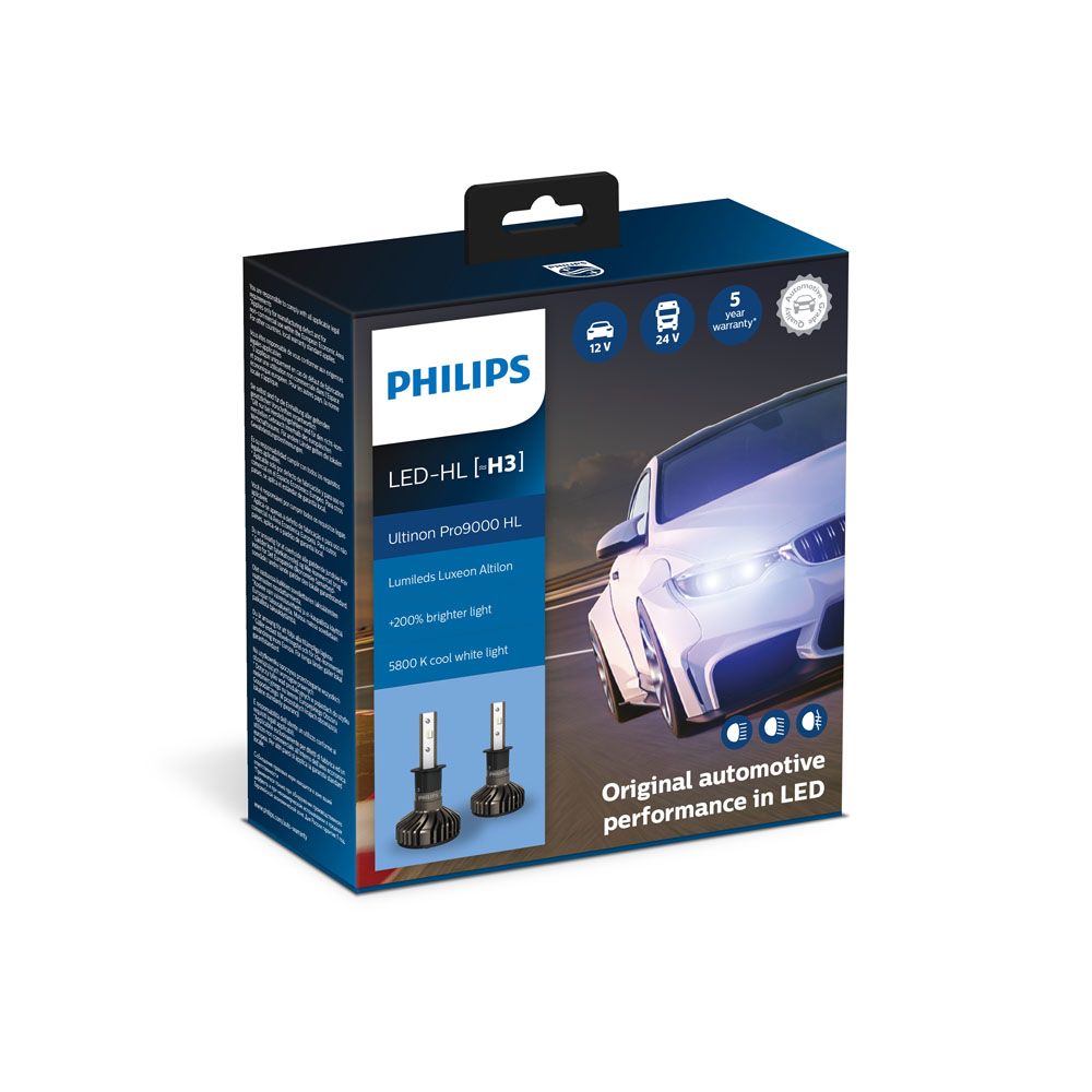 Philips Ultinon Pro9000 HL LED H3 ajovalopolttimopari