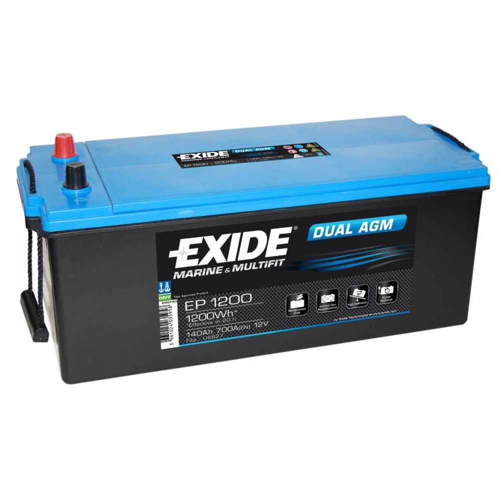 Exide Dual AGM EP1200 140 Ah/700A aku, P 515 x L 190 x K 225