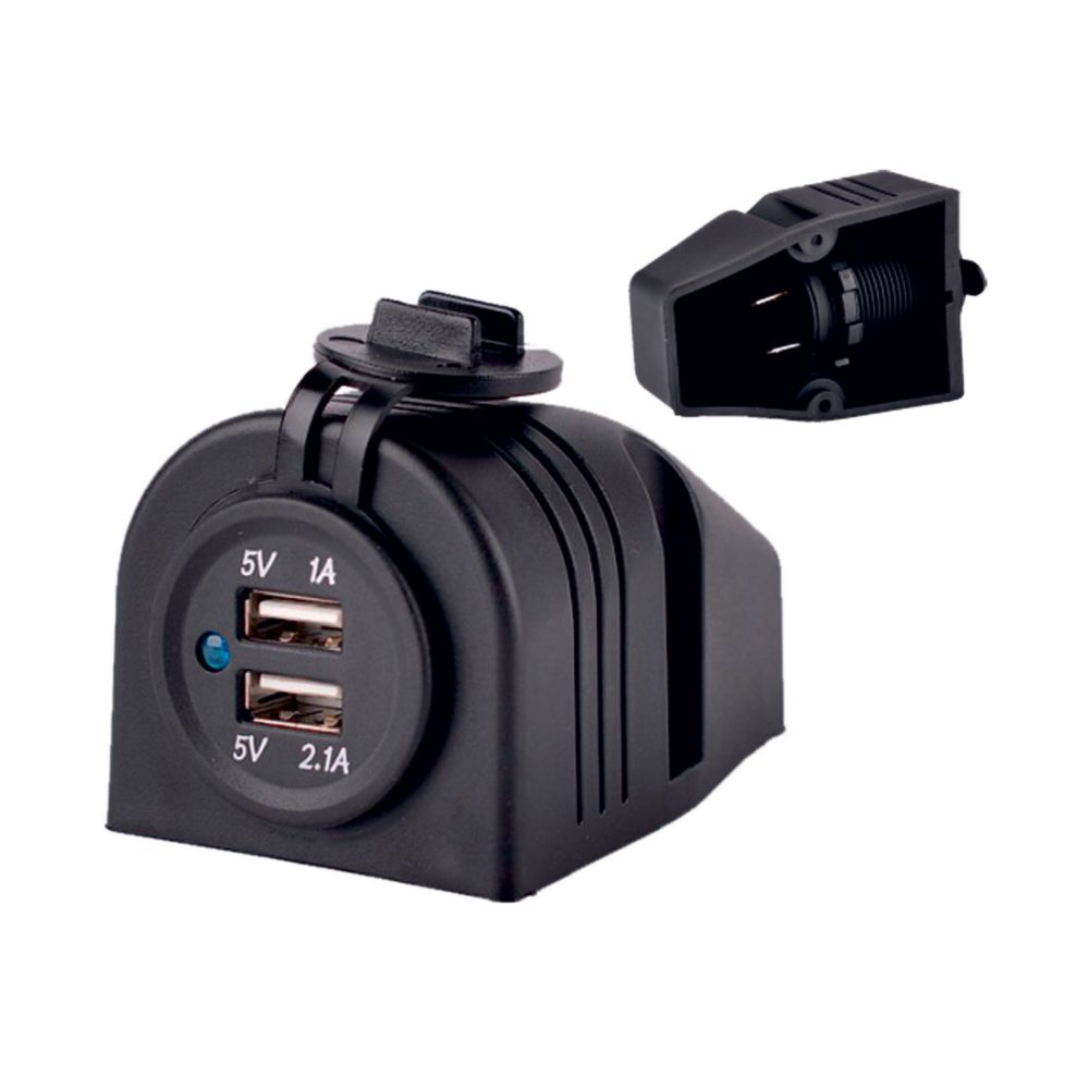 USB pistorasia 2 osainen 12 V musta