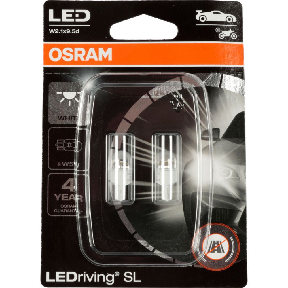 Osram LED-polttimopari 6000K 12V W5W T10