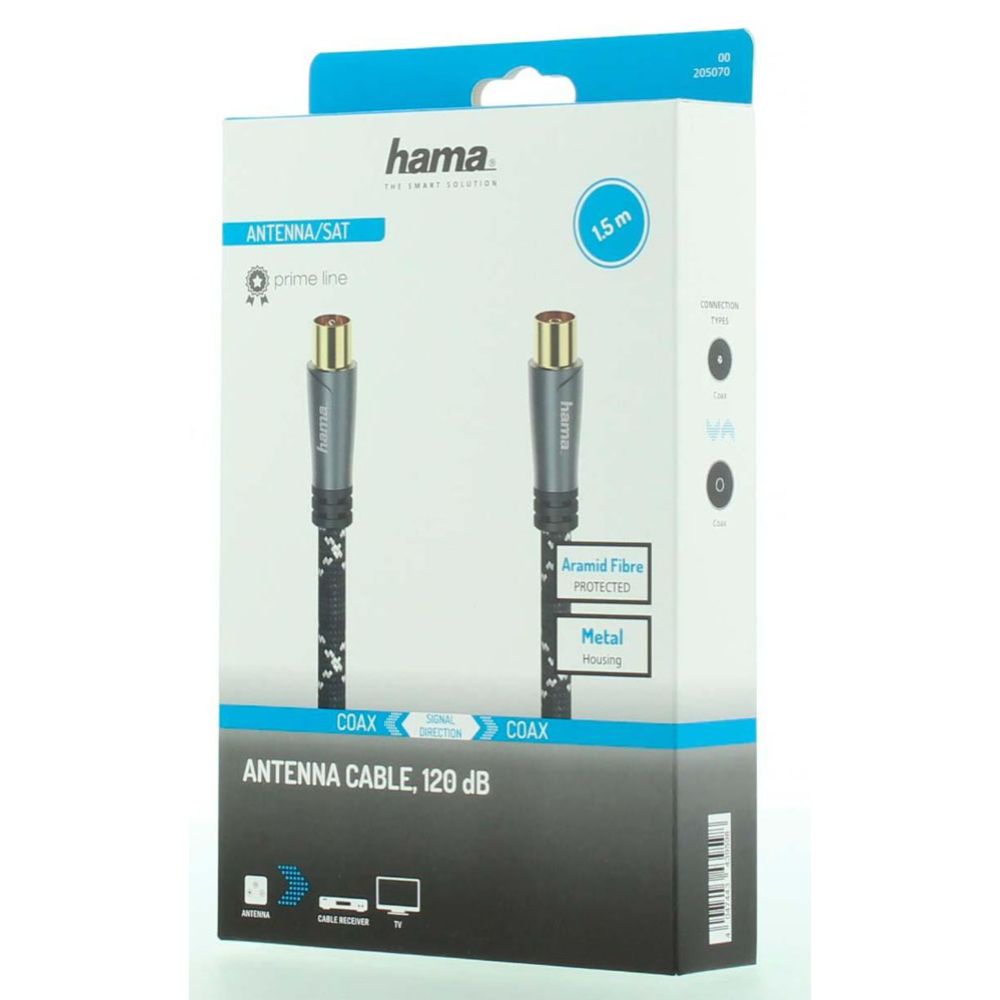 Hama antennikaabel Coax isane - Coax emane 1,5 m 120 dB must