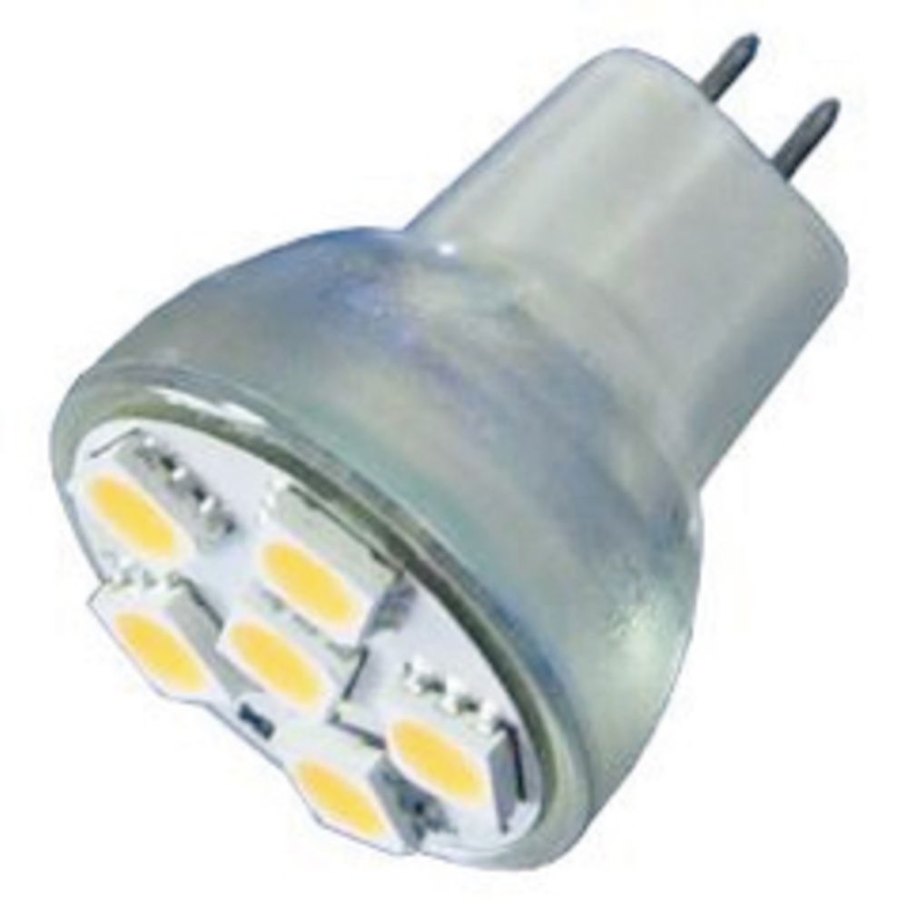6 SMD Led 10-30V, 1W, GU4 / MR8 kanta takana